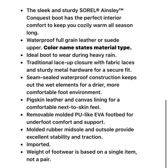 SOREL Women's Ainsley Conquest Waterproof Hiking Boot Size US9 - Picture 12 of 12